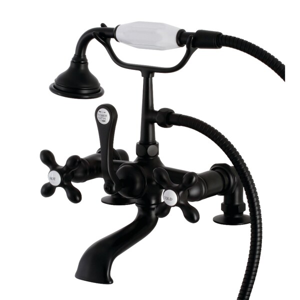 Kingston Brass AE209T0 7-Inch Tub Faucet with Hand Shower, Matte Black AE209T0 - main